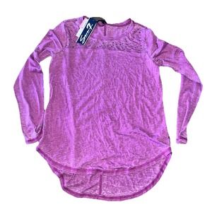 NWT Women's SEVEN7 Viola Purple Long Sleeve Rhinestone Tee Size Small